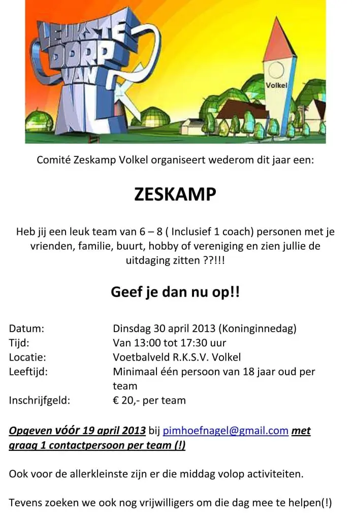 Advertentie zeskamp 2013