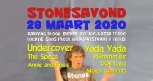 Zaterdag 28 maart Stonesavond in Soos Plock